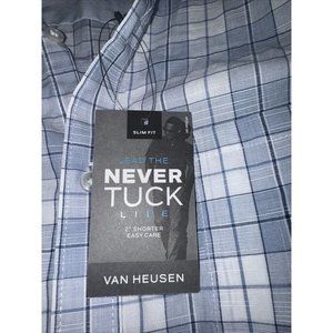 Van Heusen Never Tuck Medium Colony Blue Short Sleeve